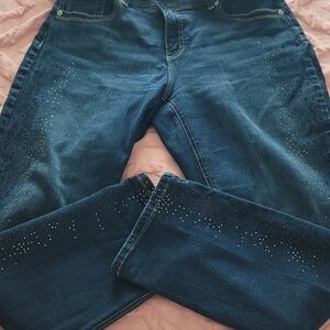Chico's Blue Straight Leg Jeans with Sparkling Details